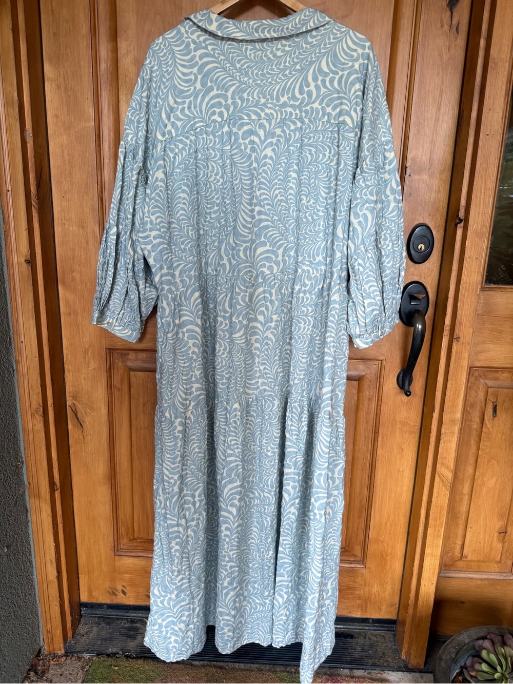 Anthropologie Light Blue and Cream Printed Maxi Dress - Picture 4 of 8